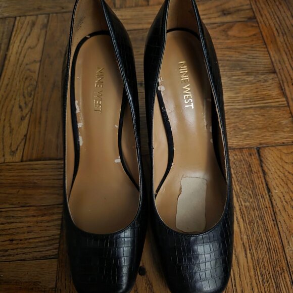 Nine West animal embossed Begonia Block Heel Square Toe Dress Pumps Sz 7 - Picture 7 of 8